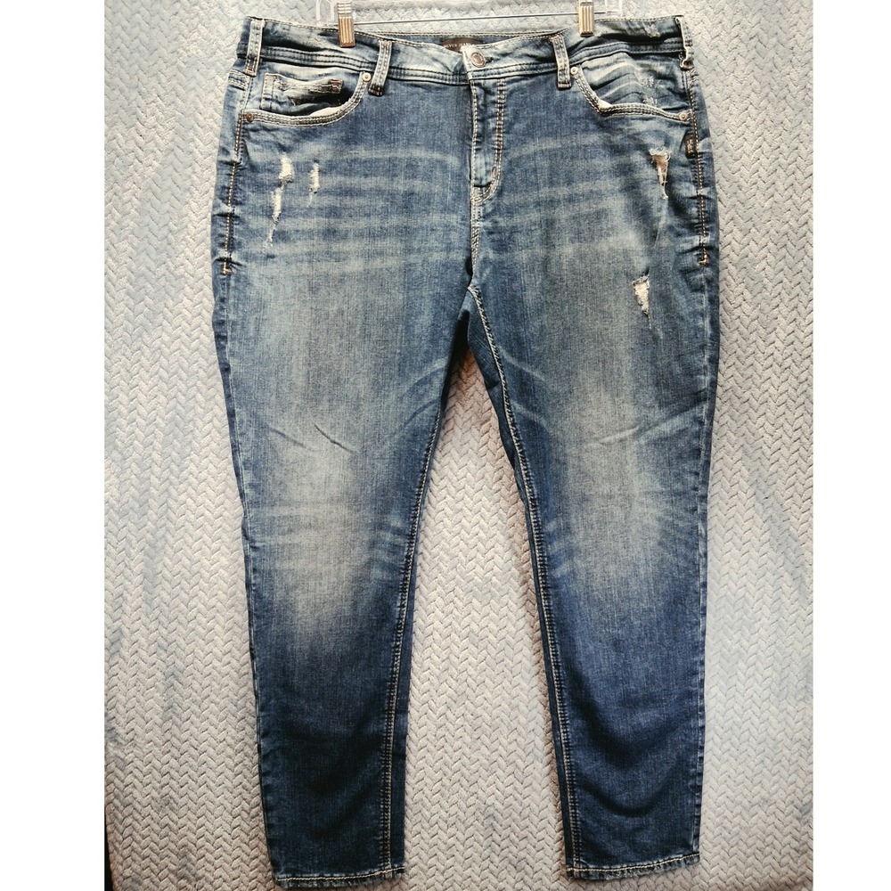 Silver Jeans Co Girlfriend Distressed Medium Wash Jeans W22 40x29 Cowgirl